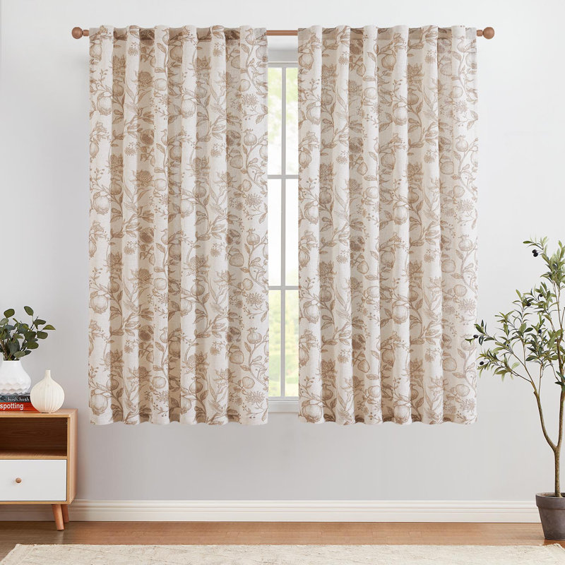 Paire de rideaux obscurcissant en lin Nathnael, L 50 po x L 63 po, Brun