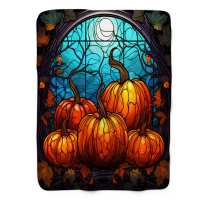 Glass Harvest Pumpkins - 1 Piece Premium Sherpa Blanket