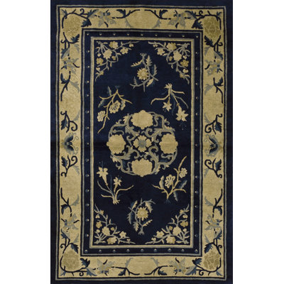 Antique Peking Small Scatter Size Wool Blue Navy, Camel Rug
