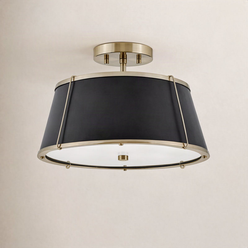 Moxie Semi Flush Mount, Warm Brass, Black