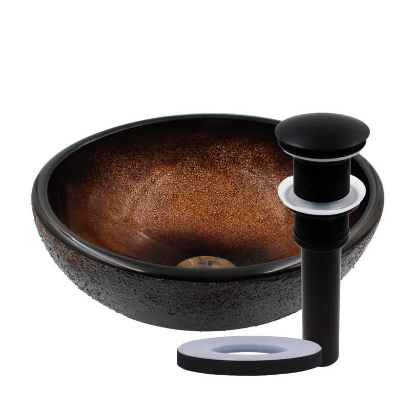 Novatto 12'' Glass Circular Bathroom Sink, Matte Black
