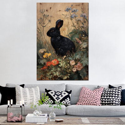 Art mural sur toile de grand lapin Timuba - Printemps et Pâques, lapin, décoration murale avec œuvre d'art inspirée de la nature sur cadre en pin, 32 po x 48 po