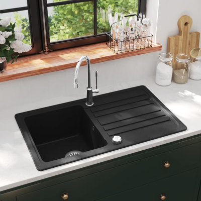Symple Stuff 460mm W Single Bowl Stone Flush Kitchen Sink