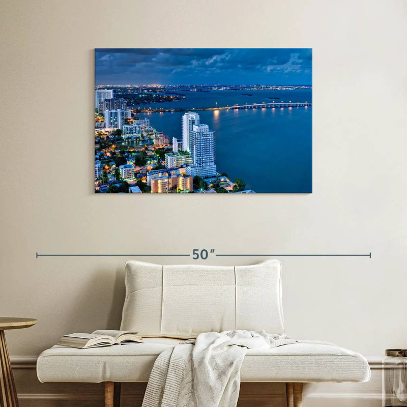 Nicci Miami Beach At Night, 26" H x 39" W