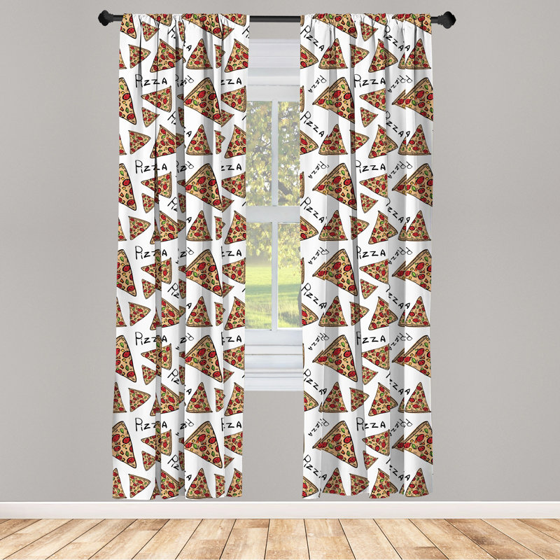 Panneaux de rideaux semi-transparents avec passe-tringle Pizza, L 28 po x L 63 po