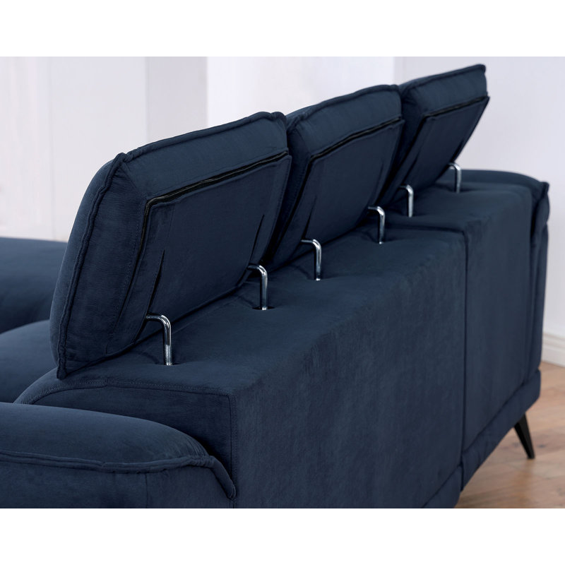 99" W Contemporary Sectional, Navy, Navy