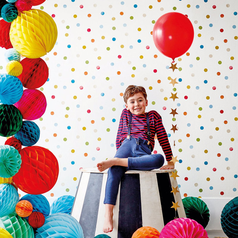Bon Bon 10.05m x 52cm Sky/Gecko/Ochre Wallpaper Roll, Sky/Gecko/Ochre