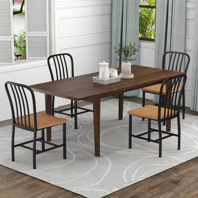 47cm H Metal Slat Back Parsons Chair, Black