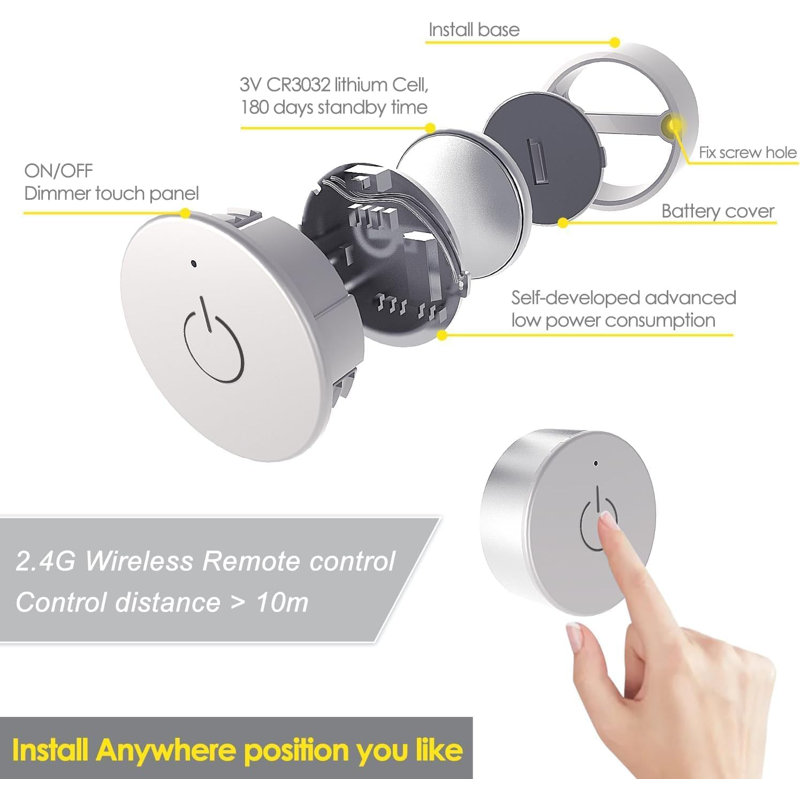 Wireless Touch Dimmer, Matte Black