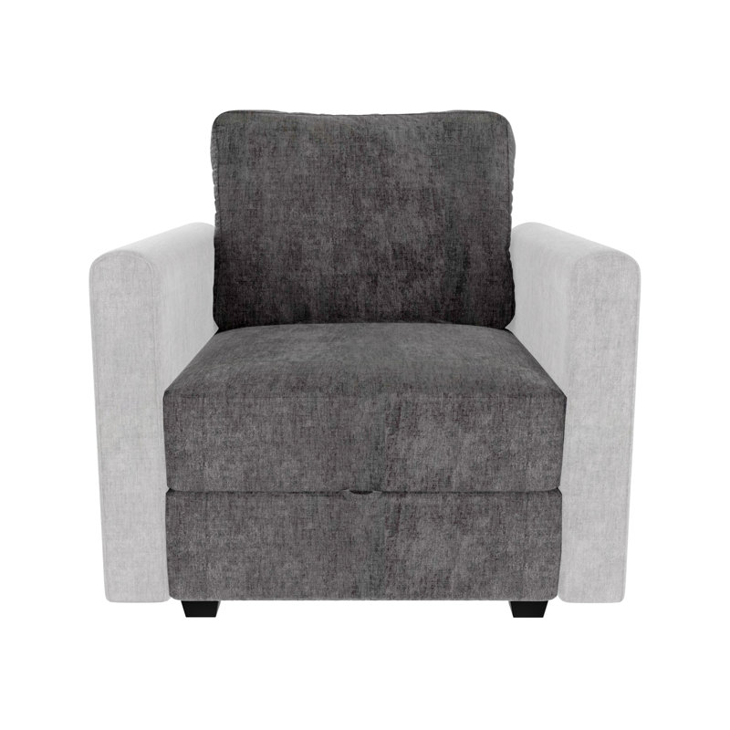 Fauteuil sans accoudoirs avec rangement, module de siège simple de canapé modulaire, Gris chenille