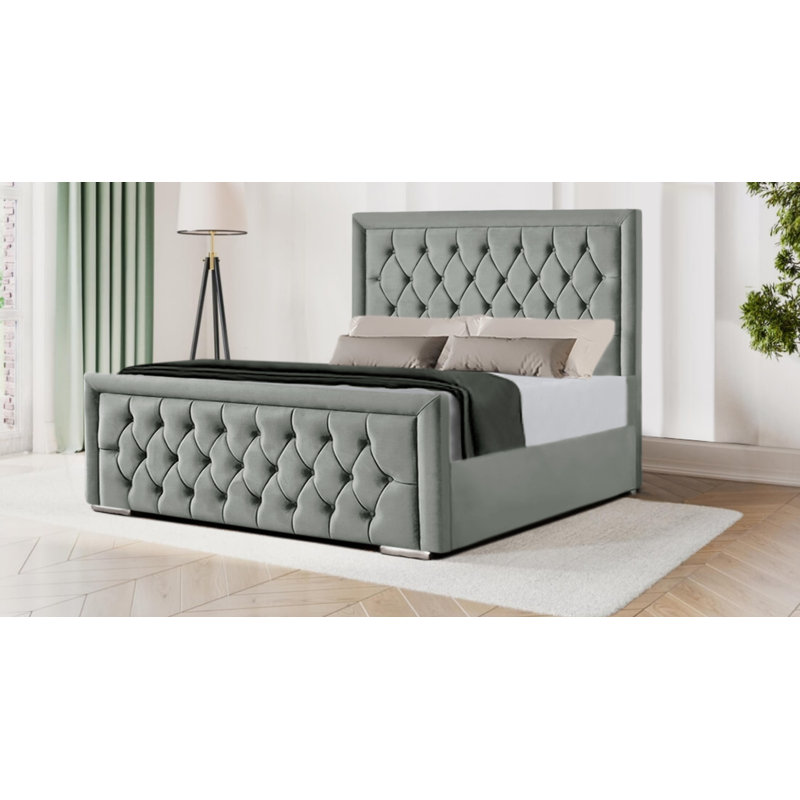 Brentley Upholstered Bed, Chrome, Double (135 x 190 cm)