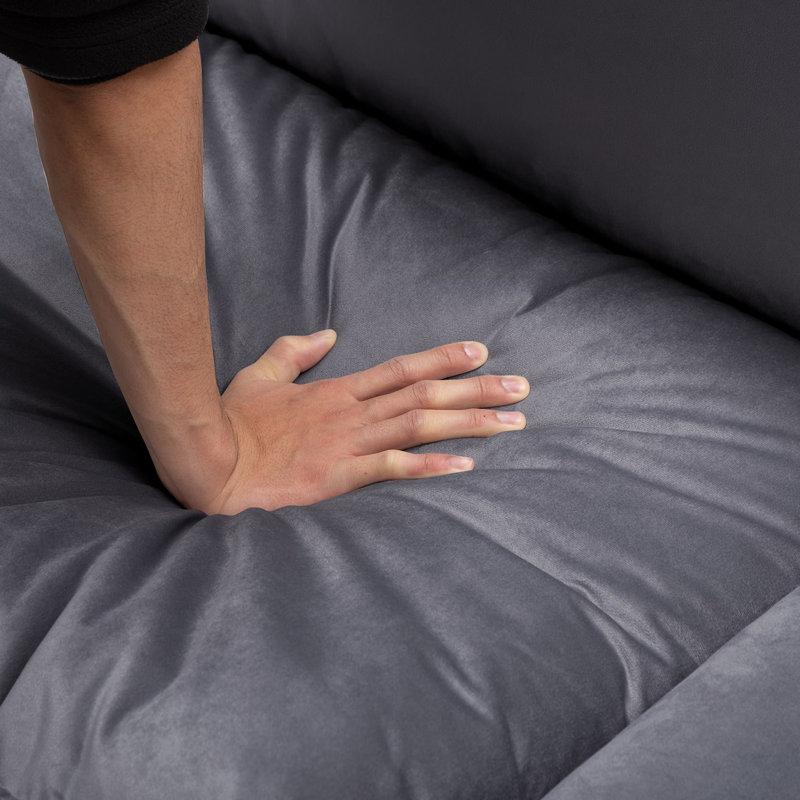 Canapé modulaire en velours de 117,7 po de largeur, Velours gris foncé