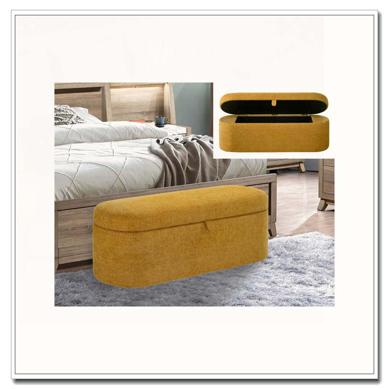 Banc de rangement rembourré, Doré
