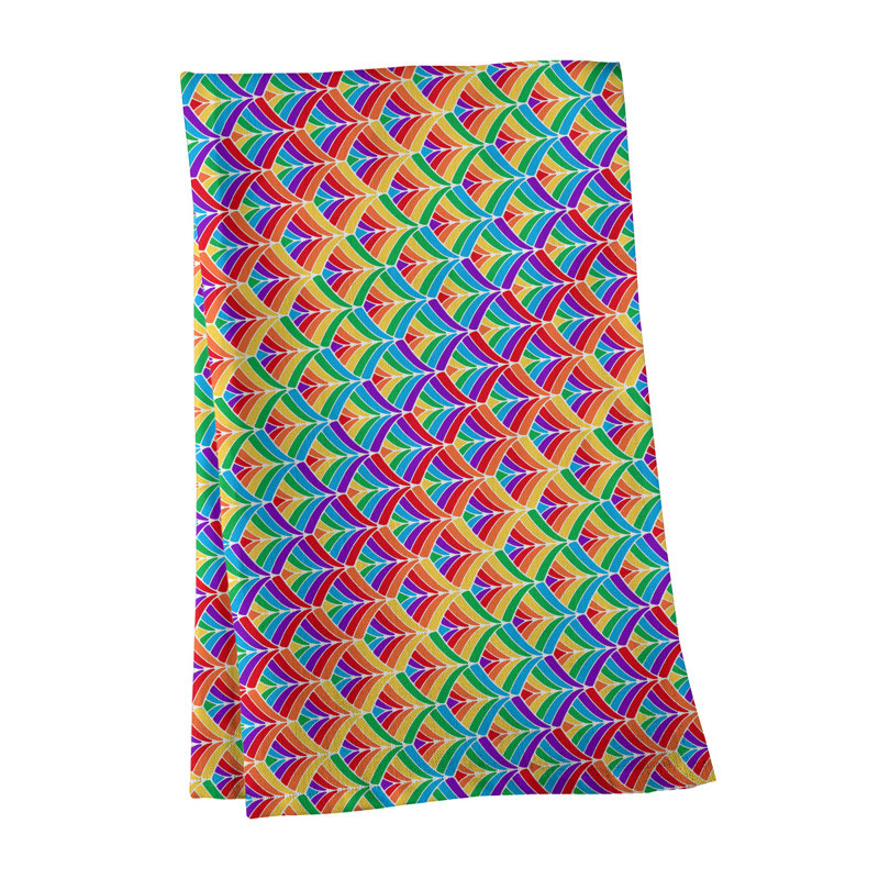 Tea Towel Kitchen Towel, Cotton Twill, Red/Yellow/Purple