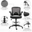 Chaise de dessinateur en maille noire, chaise de bureau haute, avec support lombaire, accoudoirs rabattables, repose-pieds et siège à hauteur réglable