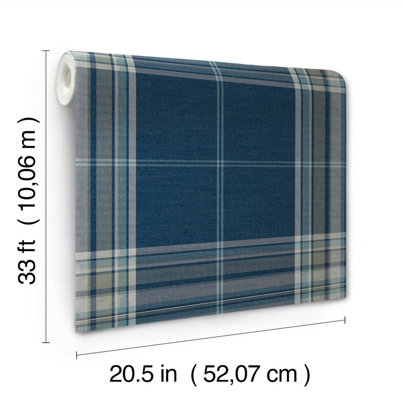 Westley Black Plaid Wallpaper, Blue