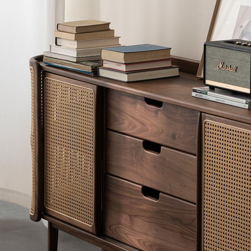 Armoire de rangement à tiroir en noyer noir. Buffet 62,99