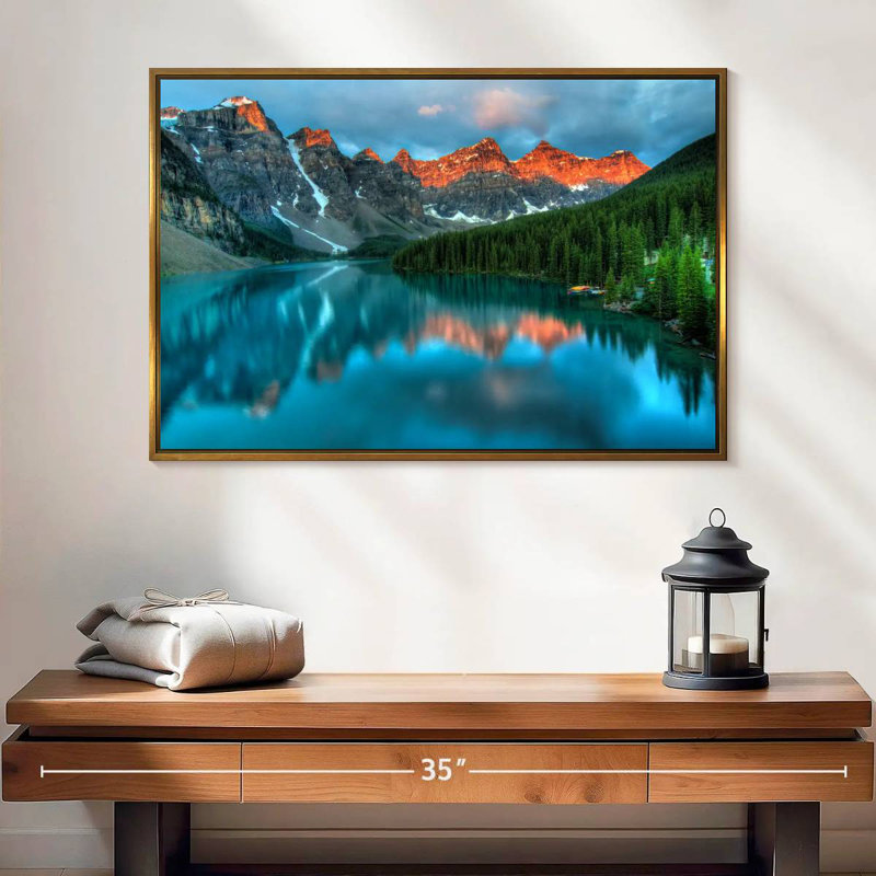 Tranquil Moraine Lake, Cadre flottant doré, 25 po x 17 po