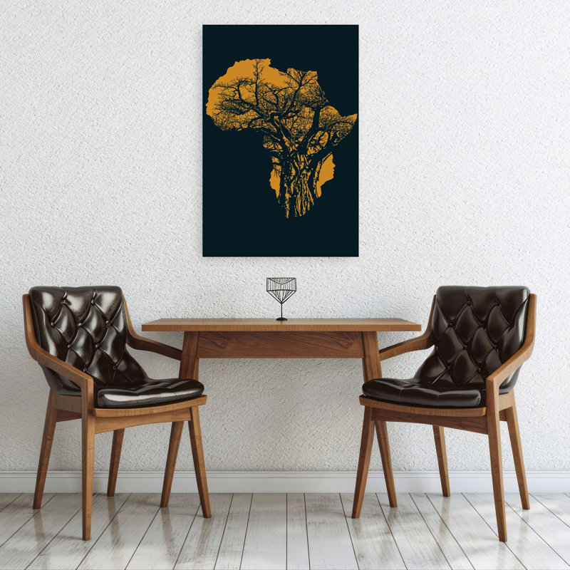 African Roots And Faces Abstract Contemporary Baobab Nature Tree Wall Art Print 1 Piece Wrapped Canvas Wall Art
