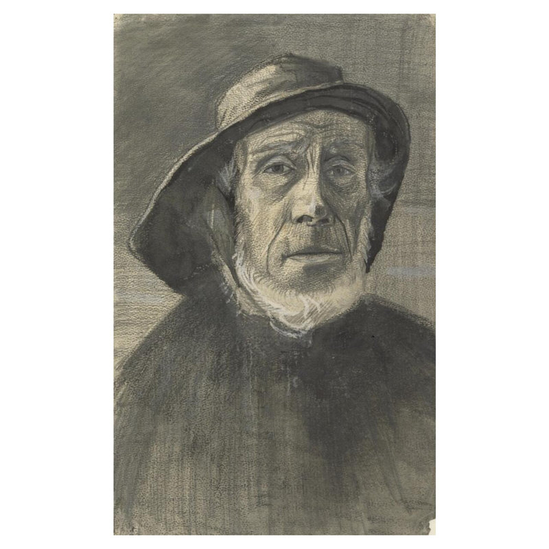 Tête de pêcheur avec une frange de barbe et un Sou'wester par Vincent van Gogh - Impression Giclée, H 40 po x l 32 po