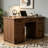 55" Farmhouse Executive Desk with Charging Station & Power Outlet-440110115
