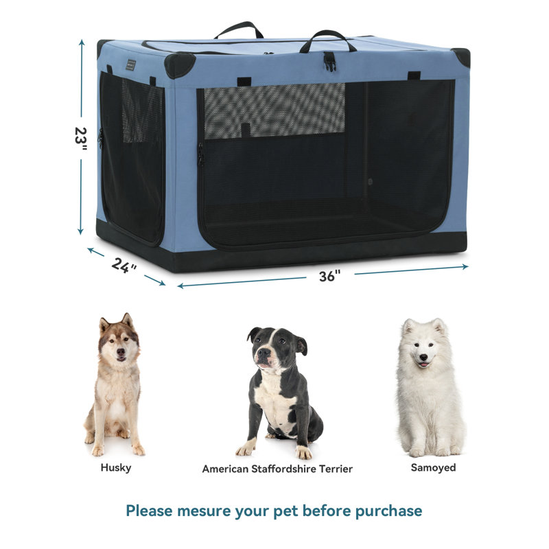 Collapsible Soft-Sided Crate with 3 Doors, Medium (36" H x 23" W x 24" D)