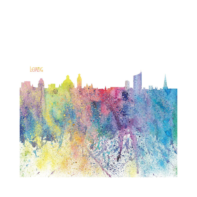 Leipzig Germany Skyline Silhouette Impressionistic Splash by Markus & Martina Bleichner - Wrapped Canvas Gallery-Wrapped Canvas Giclée