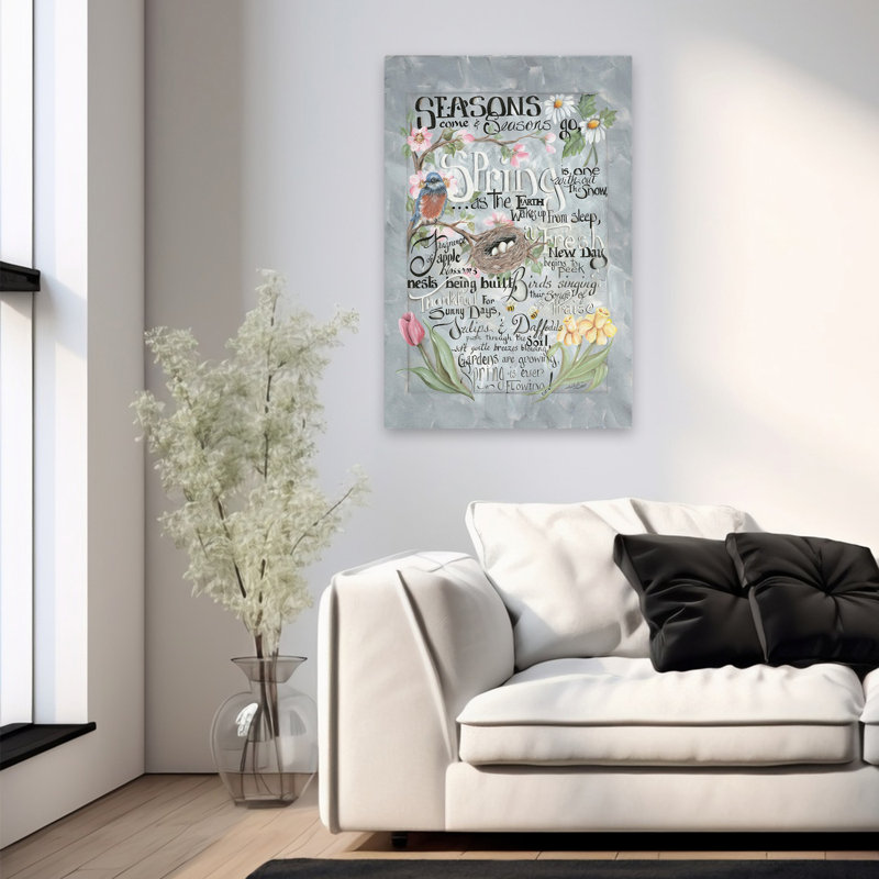 Mot de printemps - art contemporain de nid d'oiseau, H 24 po x l 36 po