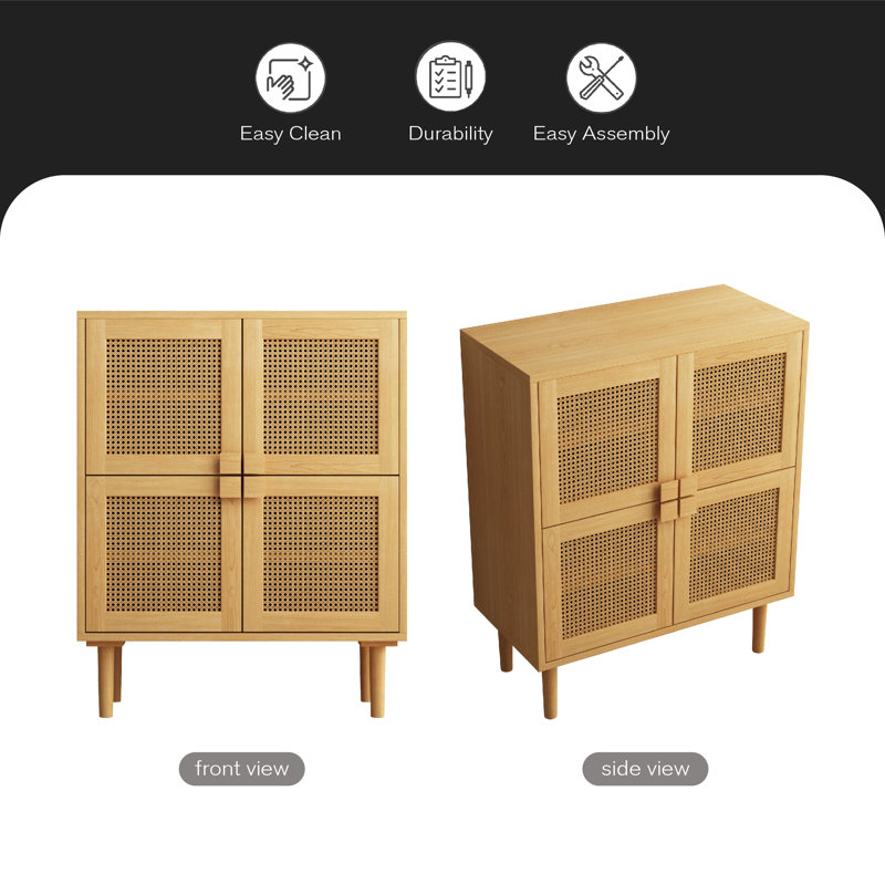 18 Pair Shoe Storage Cabinet, Natural Wood