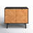 Liam 35" Mid-Century Modern 2-Door Accent Cabinet with Shelves in Natural Wood Print and Black-125405516