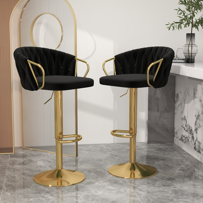 Christal Height Adjustable Swivel Bar Stool, Black