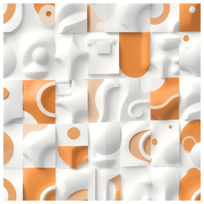 Rideaux de fenêtre blanc et orange à formes abstraites, voilages et voilages à motifs géométriques - 1 panneau, Blockout