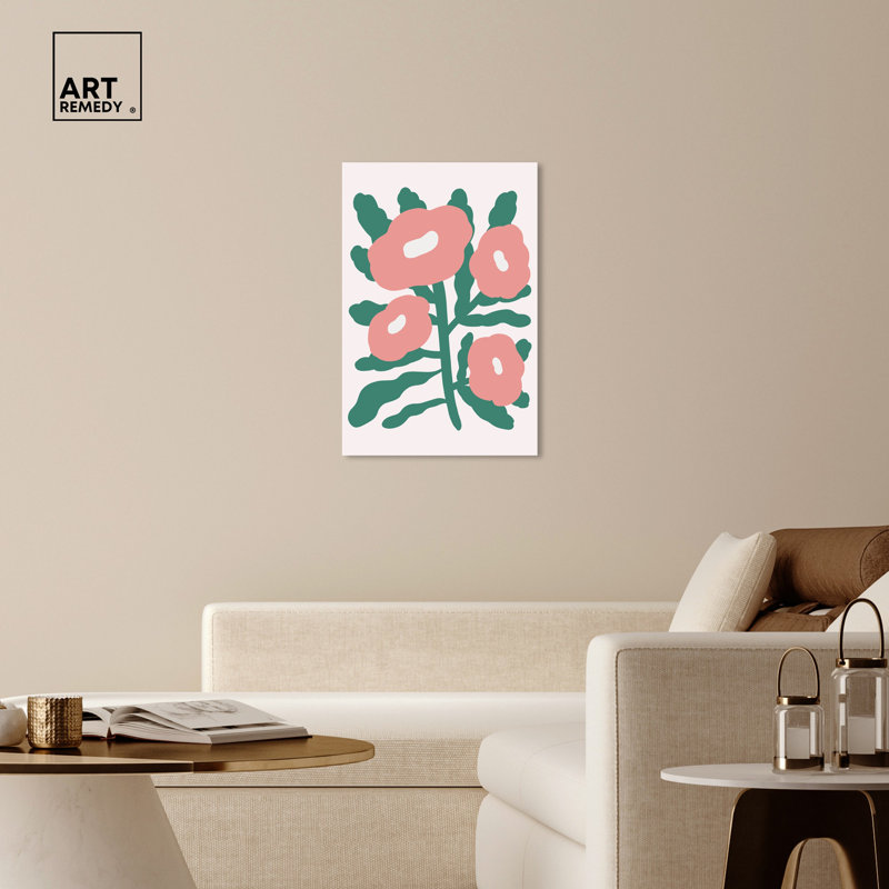 Blush Pink and Green Floral Canvas Wall Art, 10" x 15"