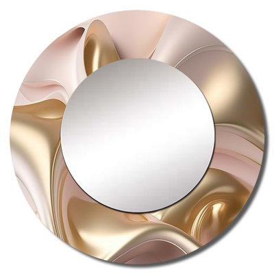 Subtle Sophistication In Exquisite Pink And Gold VI - Liquid Ink Mirror, Modern Decorative Wall Mirror, Printed Metal Art