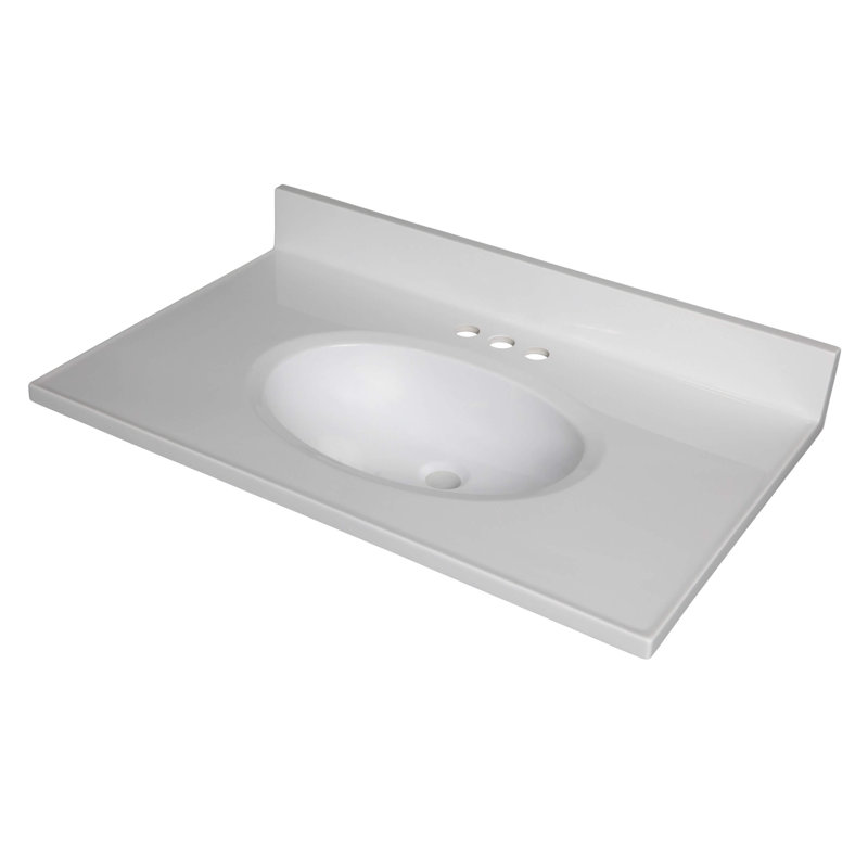 31" Single Bathroom Vanity Top in White with Sink