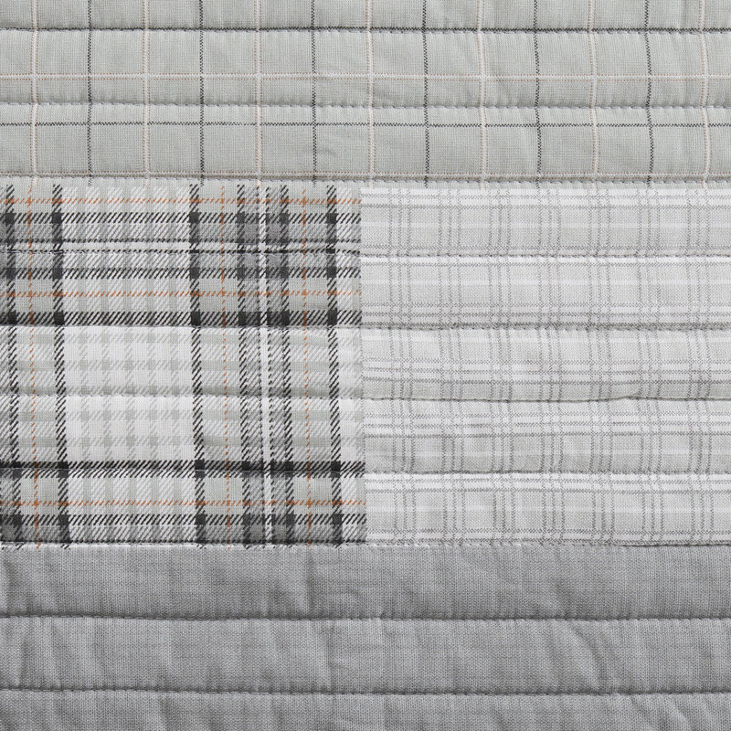 Eddie Bauer Fairview Cotton Reversible Quilt Set, Gray, Full/Queen Quilt + 2 Standard Shams