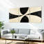 Ensemble de 3 tableaux sur toile tendue, motif incurvé abstrait noir et crème-948667769