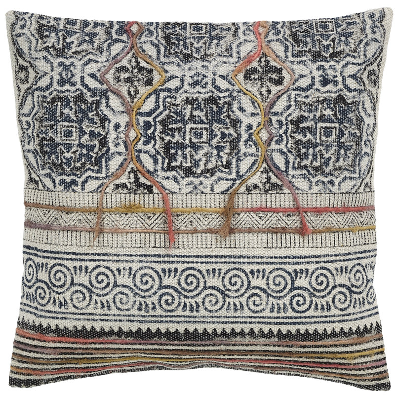 Embroidered Feather Down Fill Pillow Cover with Insert