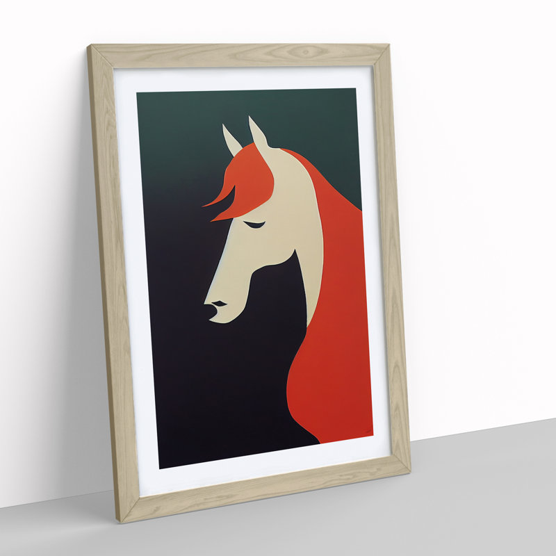 Abstract Horse No.8 - Framed Print, 46cm H x 34cm W x 2cm D, Oak