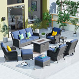 LaTeisha Wicker 8 - Person Patio Conversation Sets with Cushions