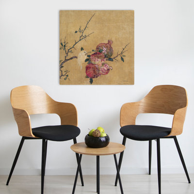 Art floral rétro, branche de grenade