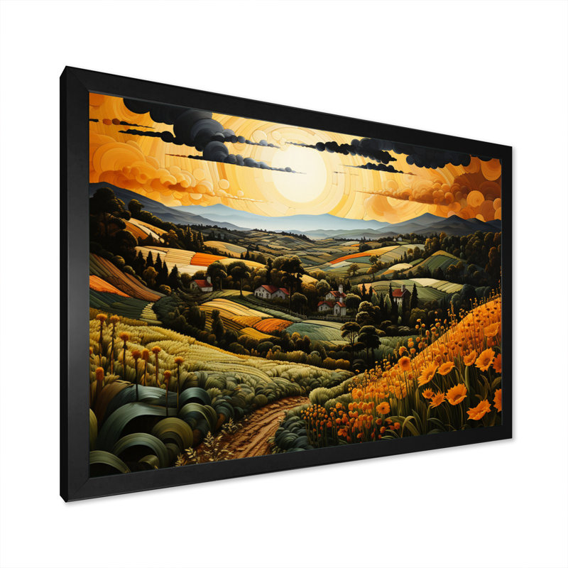 Farm Harvest Symphony Pastoral II, Cadre simple noir, H 24 po x l 32 po x P 1 po