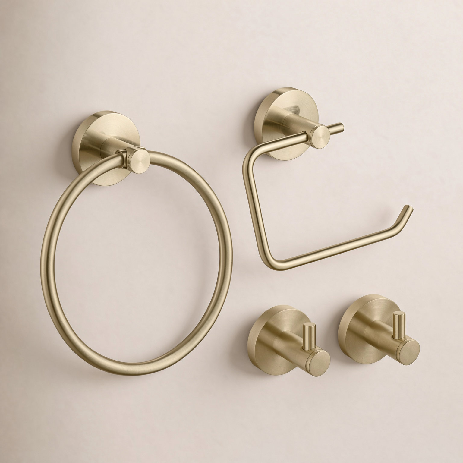 Circular 4-Piece Bathroom Hardware Set, Brushed Gold