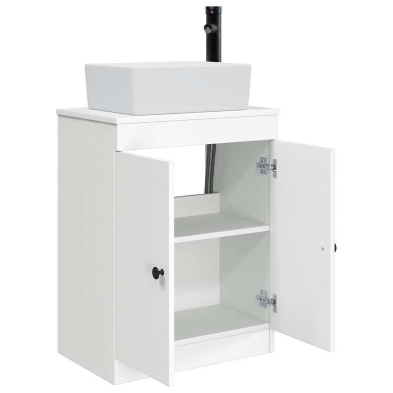 Single Bathroom Vanity with Ceramic Basin, White