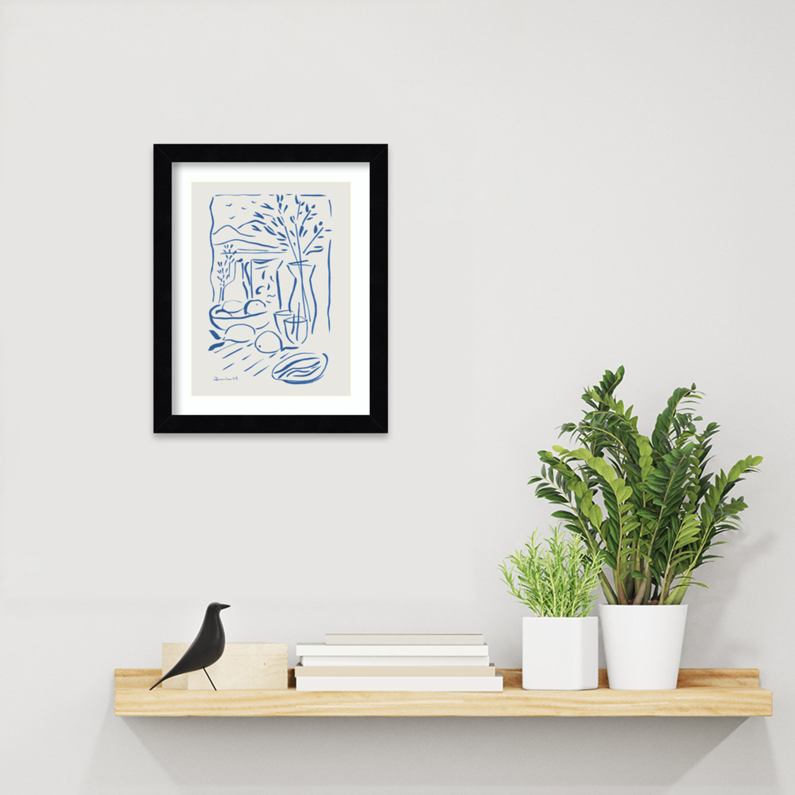 Cleve "Mediterranean View" Print, Black Framed, 13" H x 11" W