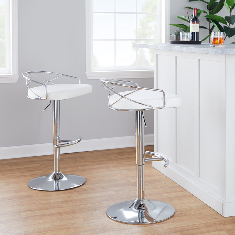 Tabouret pivotant à hauteur réglable Lakyia, Blanc