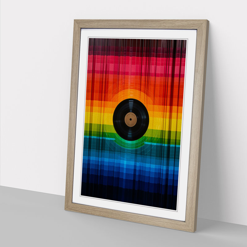 Vinyl Record Colour Field - Single Picture Frame Print on Wood, Oak Framed, 64cm H x 46cm W