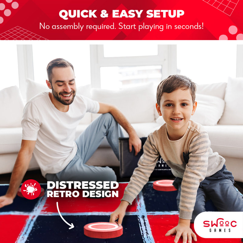 Giant Checkers and Tic Tac Toe Game, 48"H x 48"W x 5.9"D