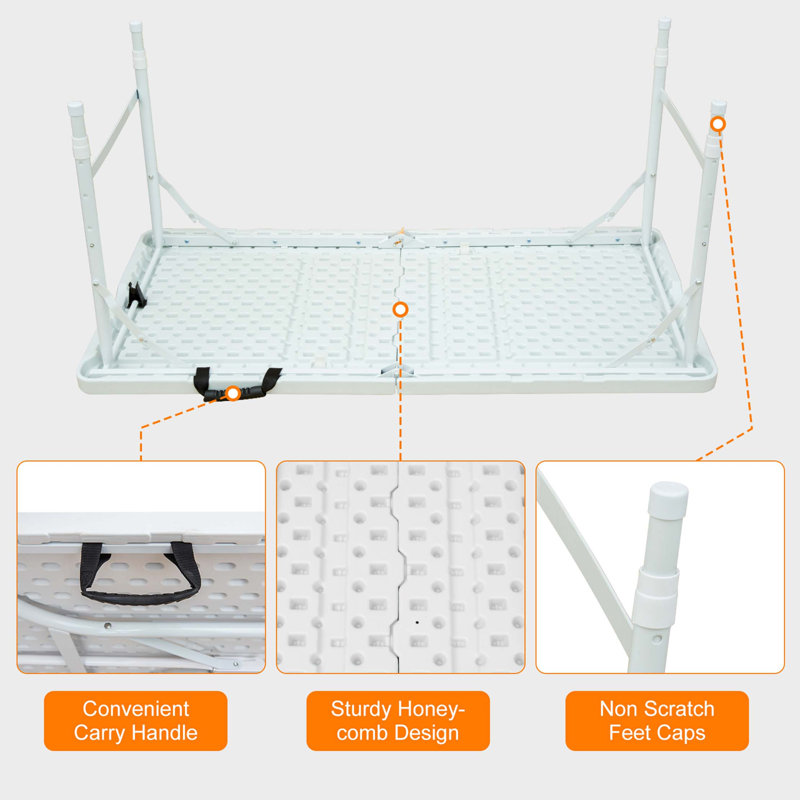 4ft Portable Folding Table Indoor&Outdoor Maximum Weight 135kg Foldable Table For Camping, White