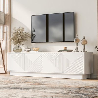 4-Door TV Stand  With Adjustable Shelves & LED Light